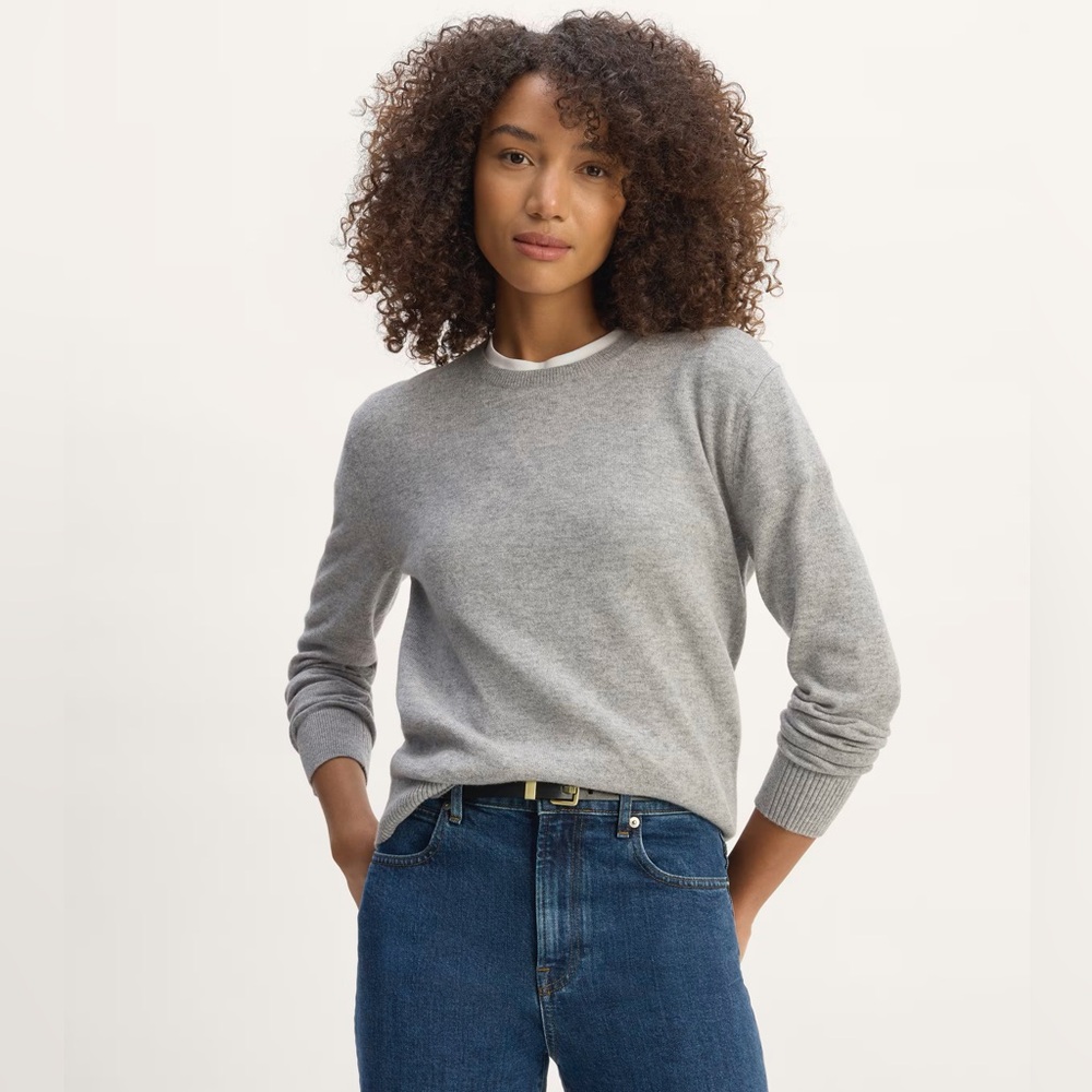 NEW Everlane Cashmere Crew Neck Sweater Heather Gray XS